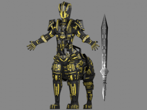 armored robot character Modello 3D