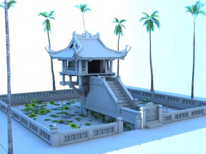 pagoda de un pilar de vietnam Modelo 3D