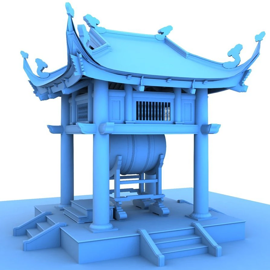 drum tower of vietnam 3D Model .c4d .max .obj .3ds .fbx .stl .blend 