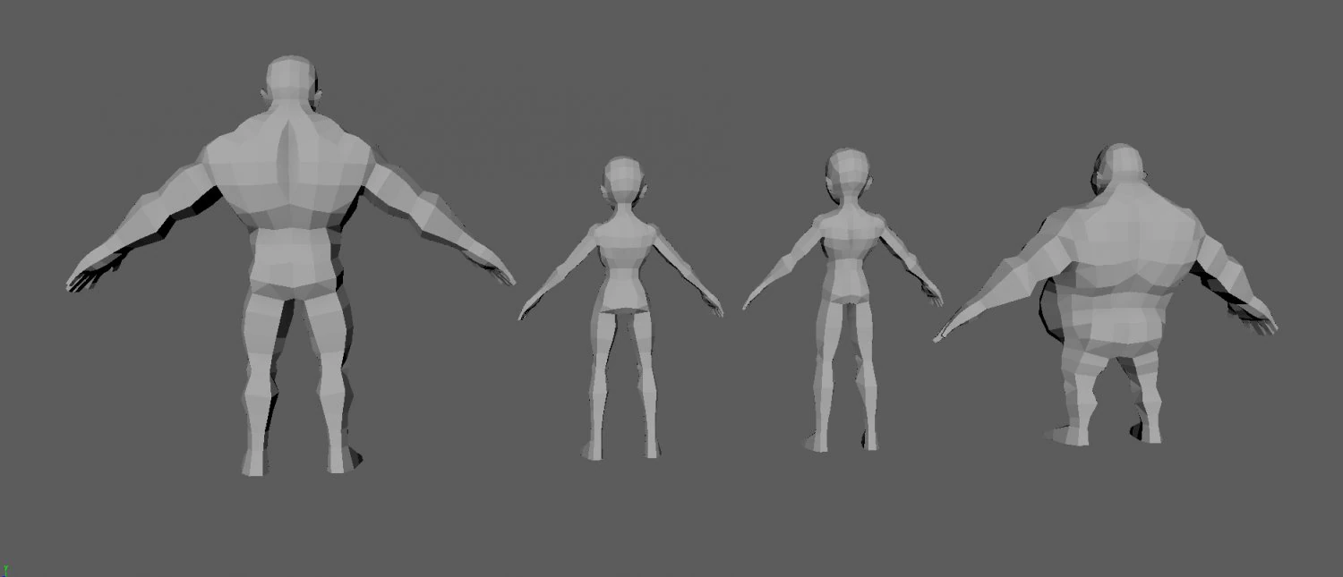 base 4 character 3D Model .c4d .max .obj .3ds .fbx .stl .blend 