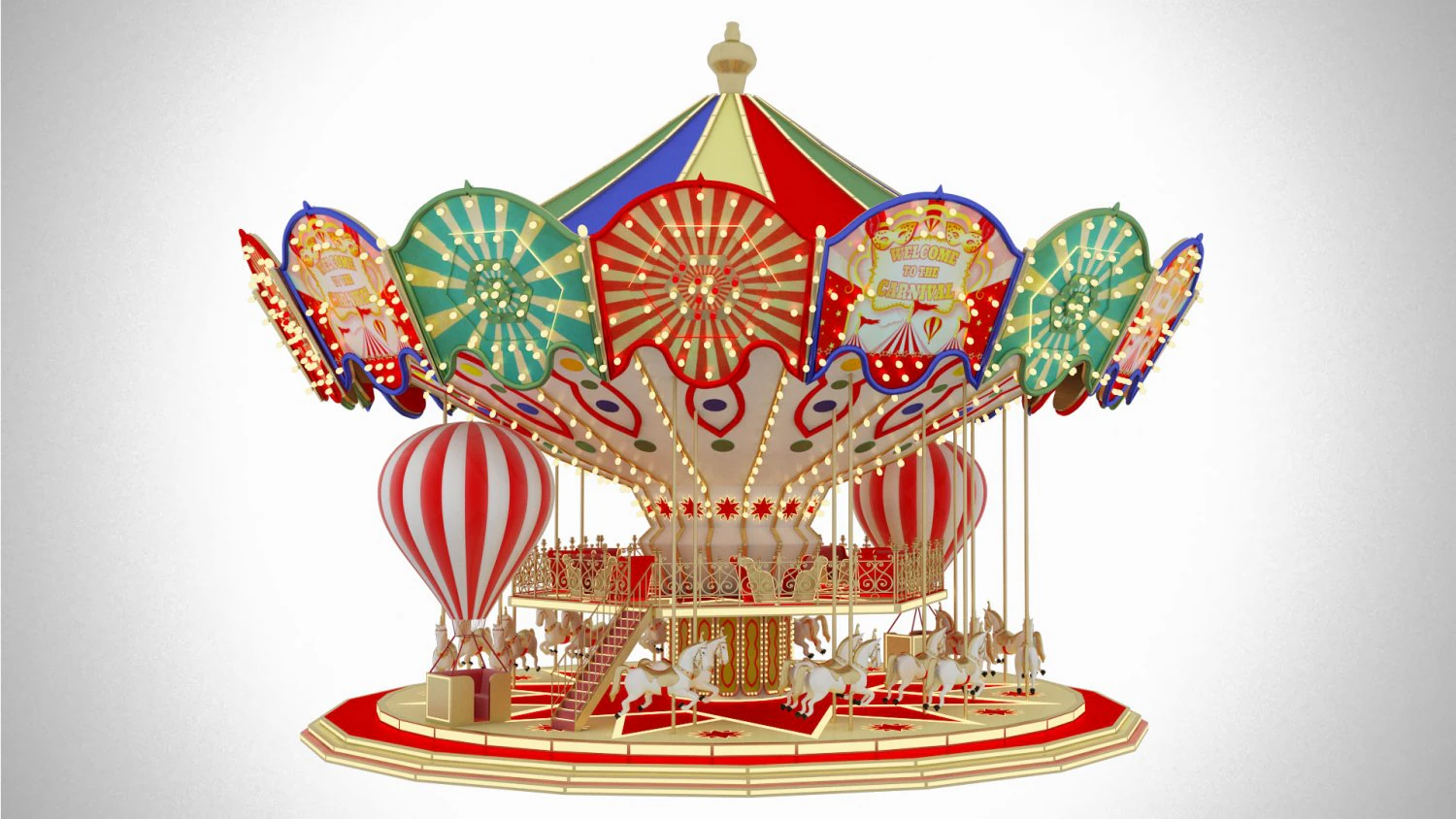 carousel funfair 3D Model .c4d .max .obj .3ds .fbx .stl .blend 