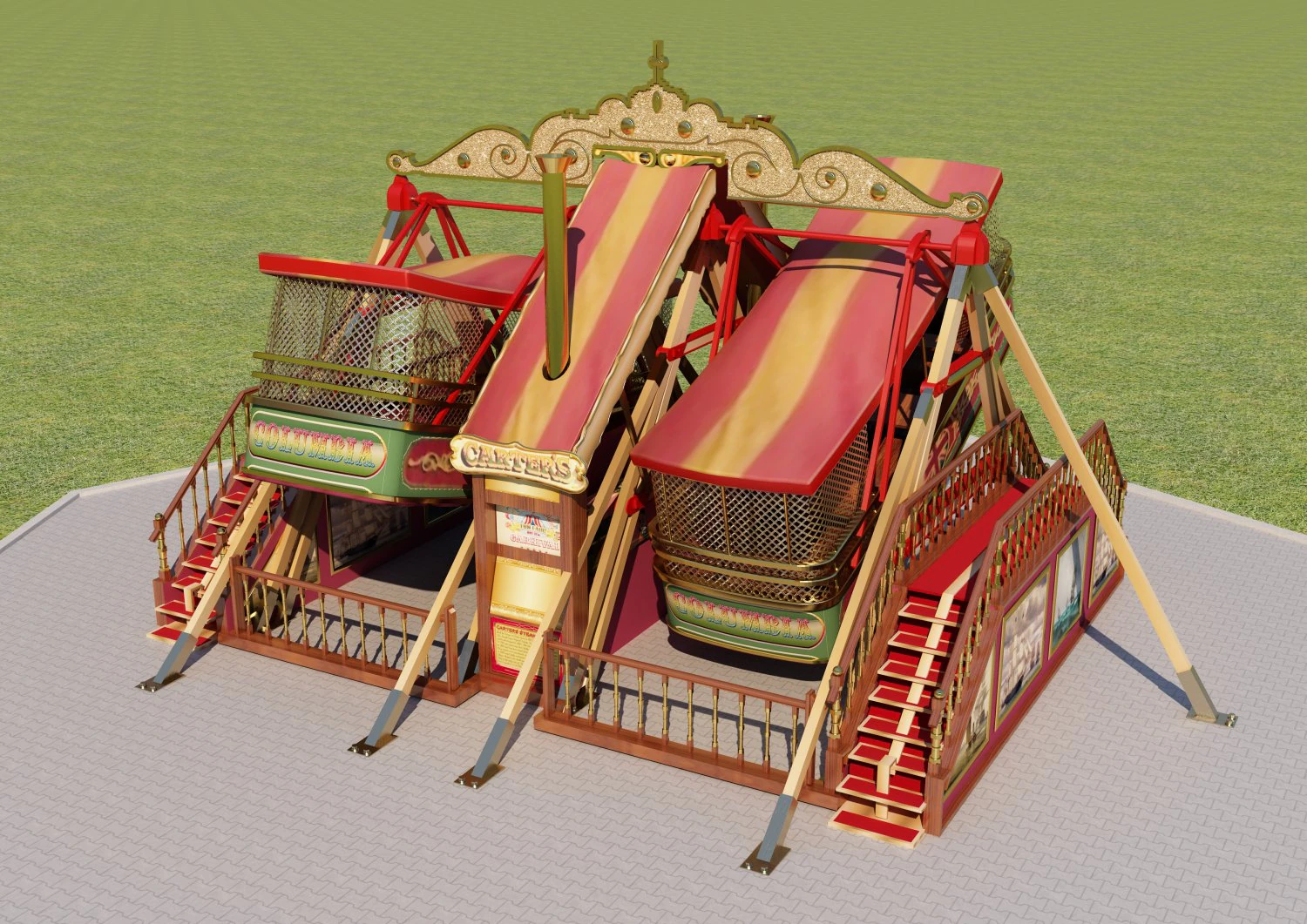 fiera del vapore dei carrettieri Modello 3D .c4d .max .obj .3ds .fbx .stl .blend 