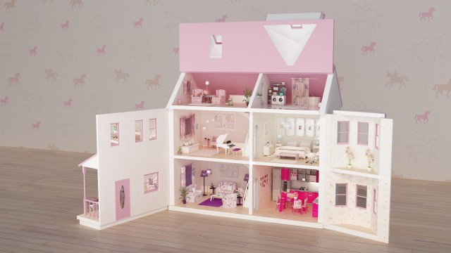 dollhouse 3D Model .c4d .max .obj .3ds .fbx .stl .blend 
