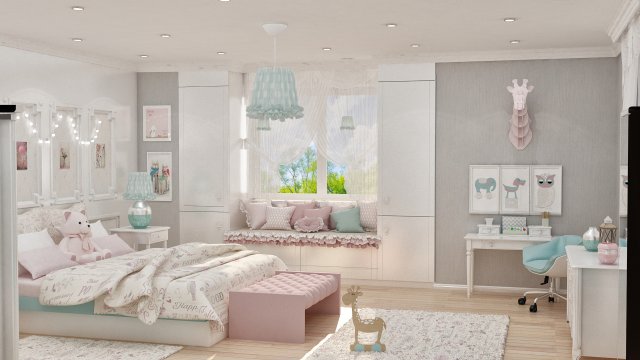 girls bedroom 3D Модель .c4d .max .obj .3ds .fbx .stl .blend 