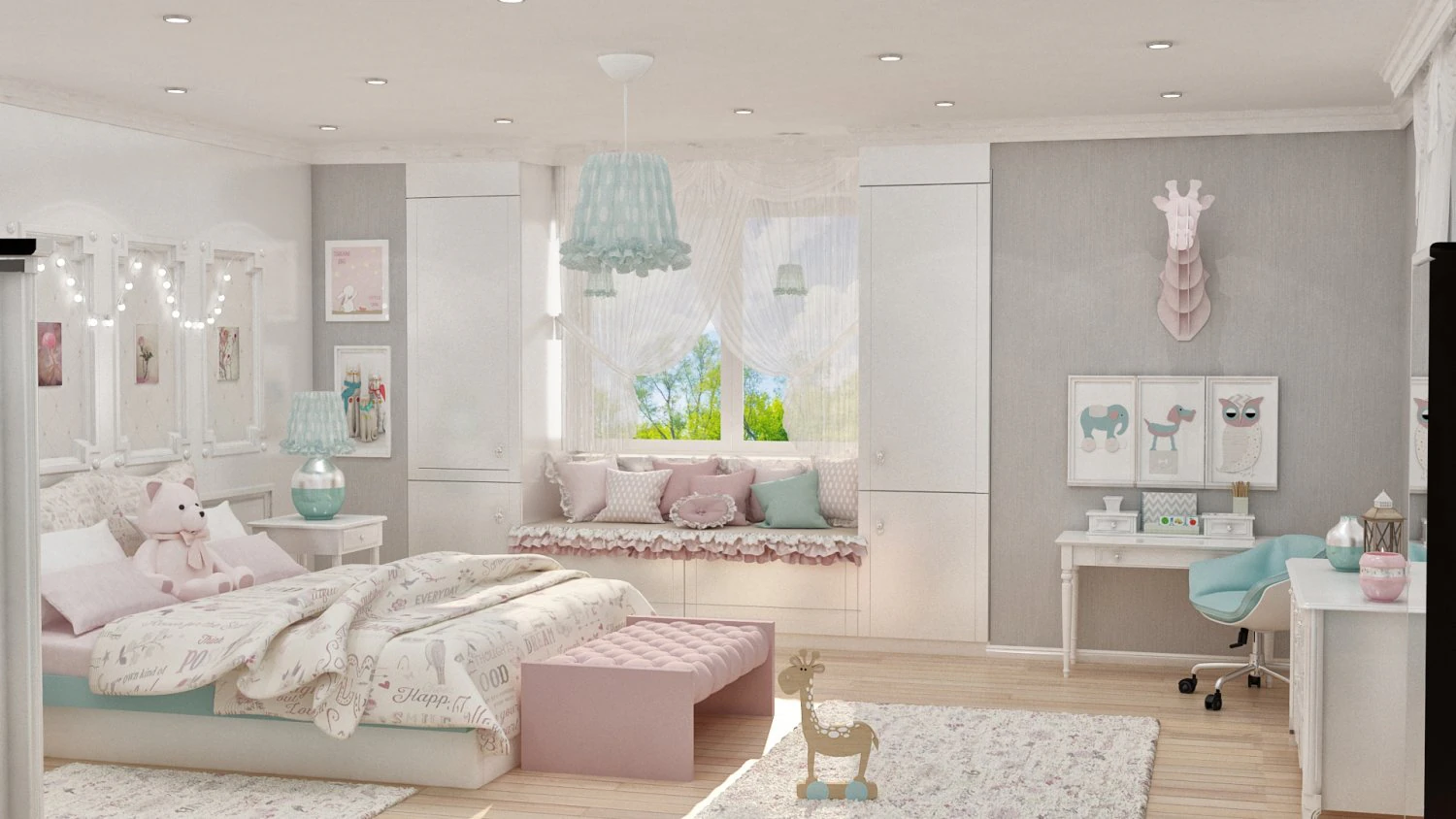girls bedroom 3D Model .c4d .max .obj .3ds .fbx .stl .blend 