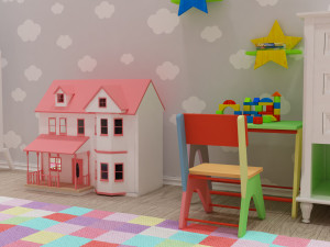 girls bedroom 3D 模型