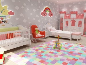 girls bedroom 3D 模型