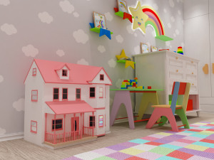 girls bedroom 3D 模型