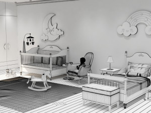 girls bedroom 3D 模型
