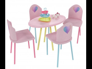 kids table and chairs set 3D Model