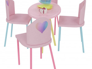 kids table and chairs set 3D Model