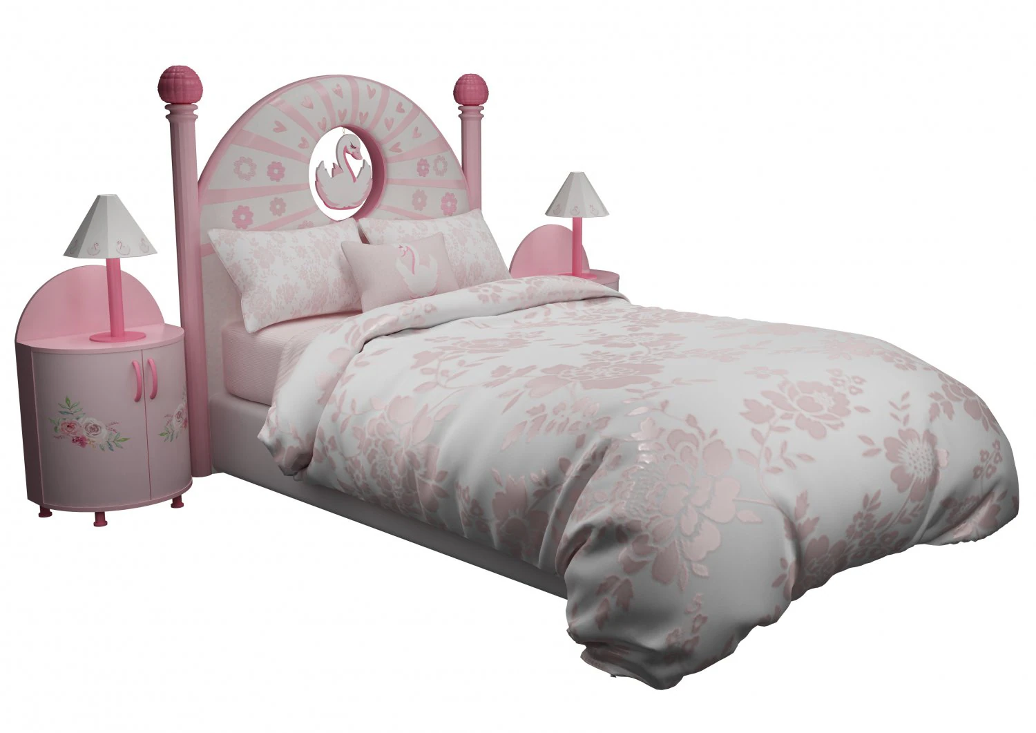 meisjes bed 3D Model .c4d .max .obj .3ds .fbx .stl .blend 