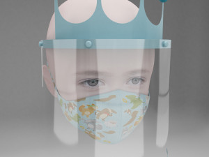 medical face shield and mask for kids 3D Model