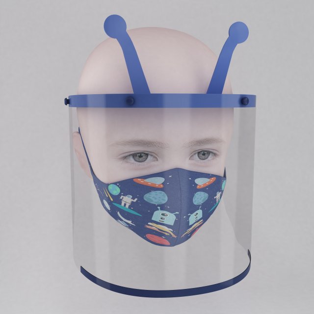 medical face shield and mask for kids 3D 모델 .c4d .max .obj .3ds .fbx .stl .blend 