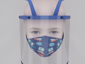 medical face shield and mask for kids 3D 모델