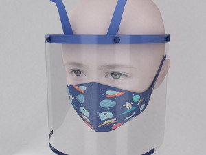 medical face shield and mask for kids 3D 모델