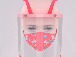 medical face shield and mask for kids 3D Model