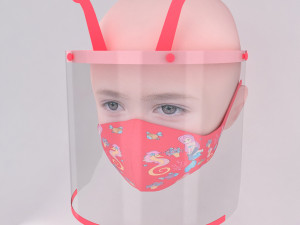 medical face shield and mask for kids 3D Model