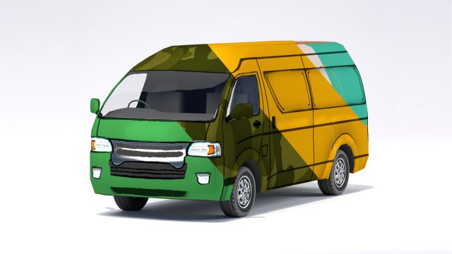 Low Poly Stylized Van 3D 모델 .c4d .max .obj .3ds .fbx .stl .blend 