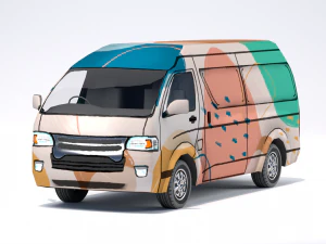 Low Poly Stylized Van 3D Model