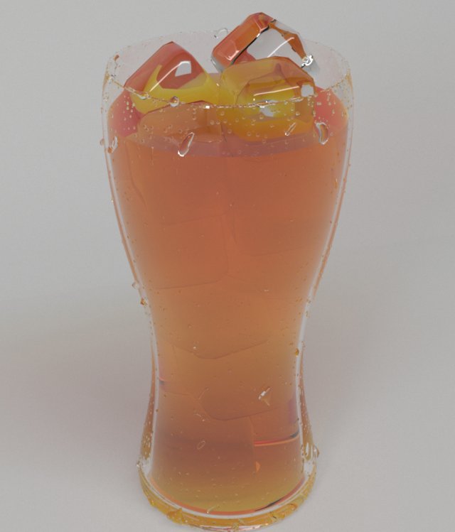 glassful with orange juice ice drops on glass 3D 模型 .c4d .max .obj .3ds .fbx .stl .blend