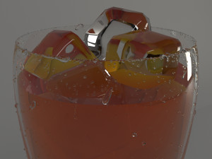 glassful with orange juice ice drops on glass 3D 模型
