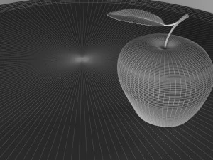 Glastisch mit Glasapfel 3D Modell