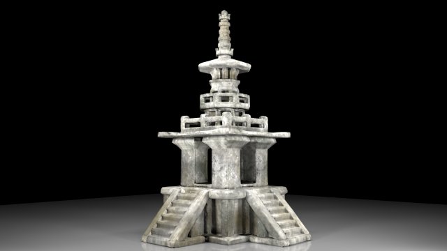 korean stone pagoda Model 3D .c4d .max .obj .3ds .fbx .stl .blend 