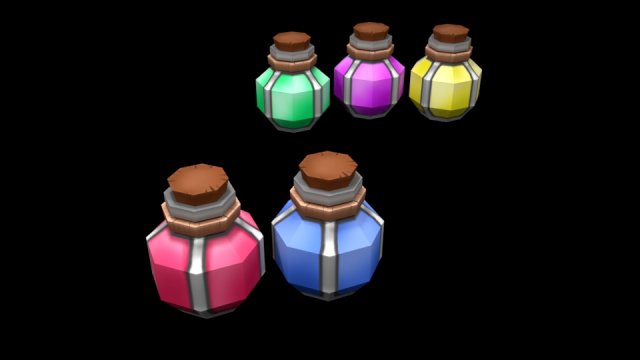 low poly potions for games 3D मॉडल .c4d .max .obj .3ds .fbx .stl .blend 