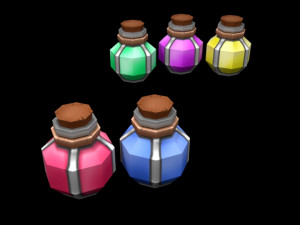 low poly potions for games 3D Model