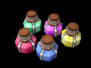 low poly potions for games 3D Model