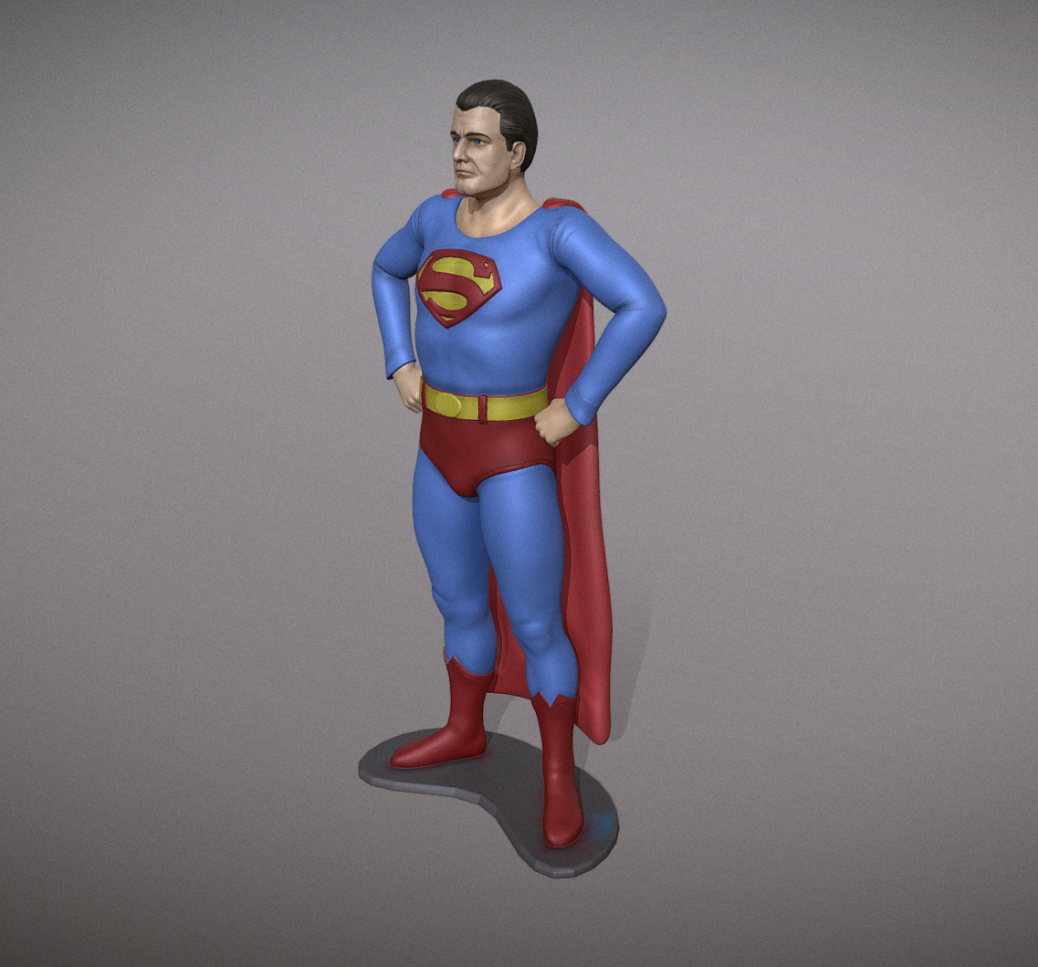 Superman George Reeves Figure 3D pintable 3D Print Model in Man 3DExport