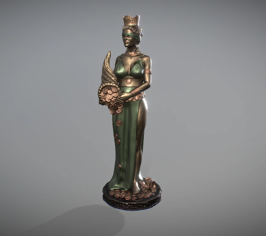 THE GODDESS OF FORTUNE 3D Print Model .c4d .max .obj .3ds .fbx .stl .blend 