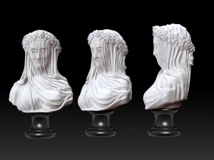 BUST LADY WITH VEIL 3D Print Model