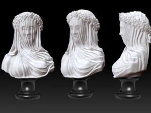 BUST LADY WITH VEIL 3D Print Model