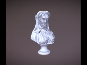 BUST LADY WITH VEIL 3D Print Model