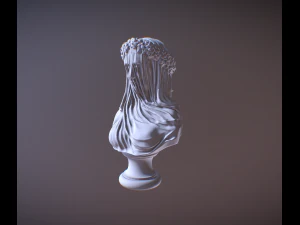 BUST LADY WITH VEIL 3D Print Model