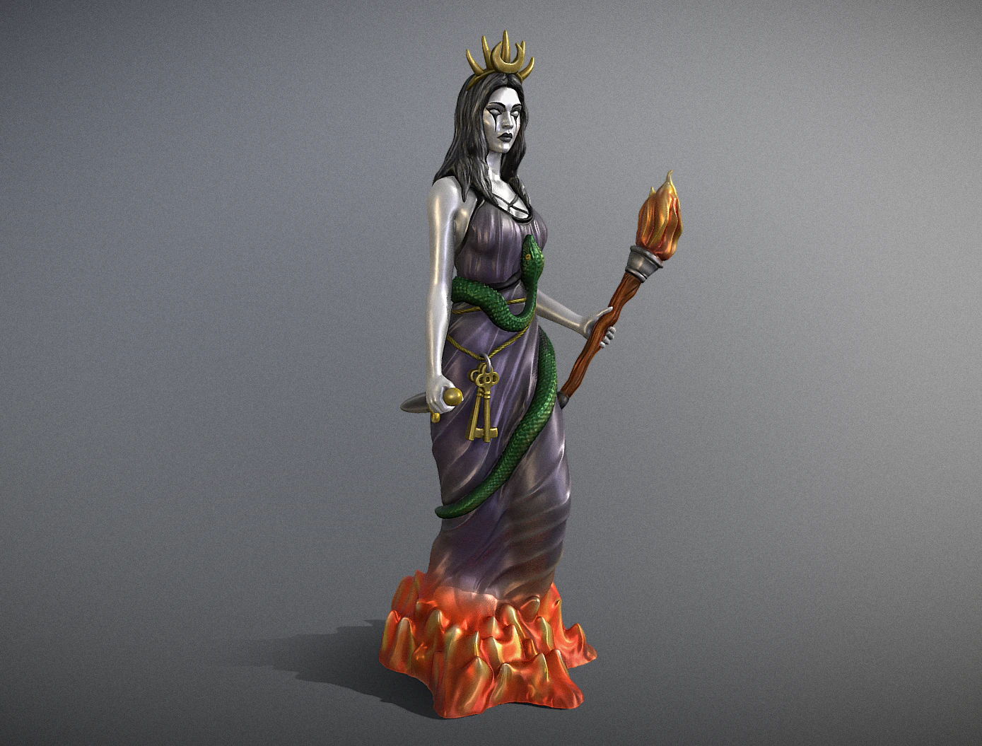 HECATE GODDESS STATUE FOR 3D PRINT 3D Print Model .c4d .max .obj .3ds .fbx .stl .blend 
