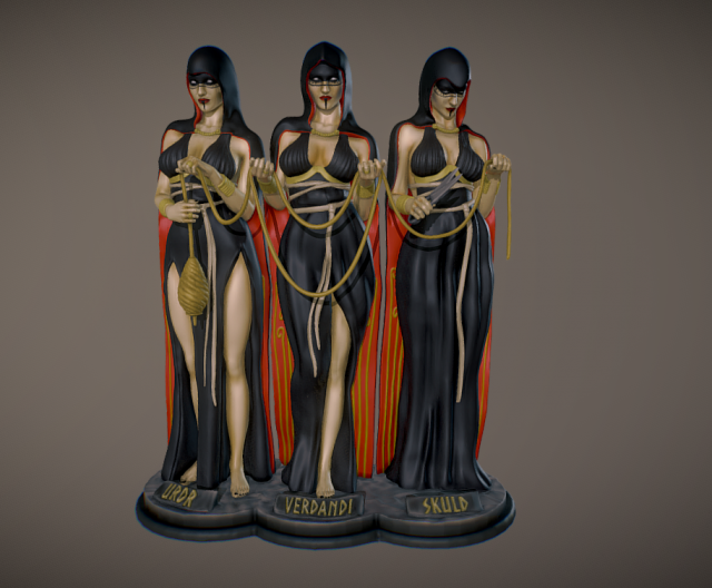 The three Norns Urd Verdandi und Skuld 3D print model 3D 프린트 모델 .c4d .max .obj .3ds .fbx .stl .blend 