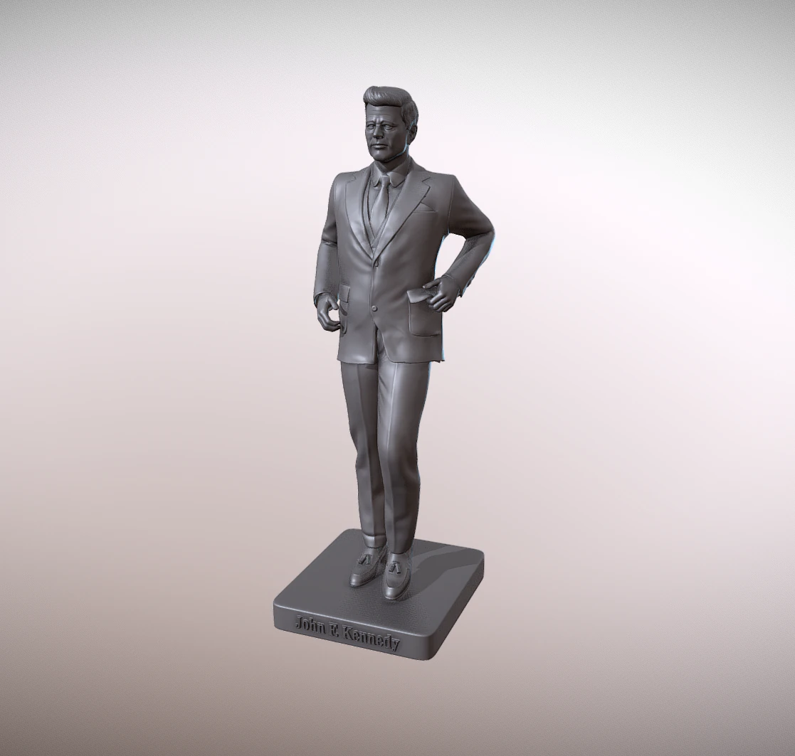 Statue of President John Kennedy 3D Print Model .c4d .max .obj .3ds .fbx .stl .blend 