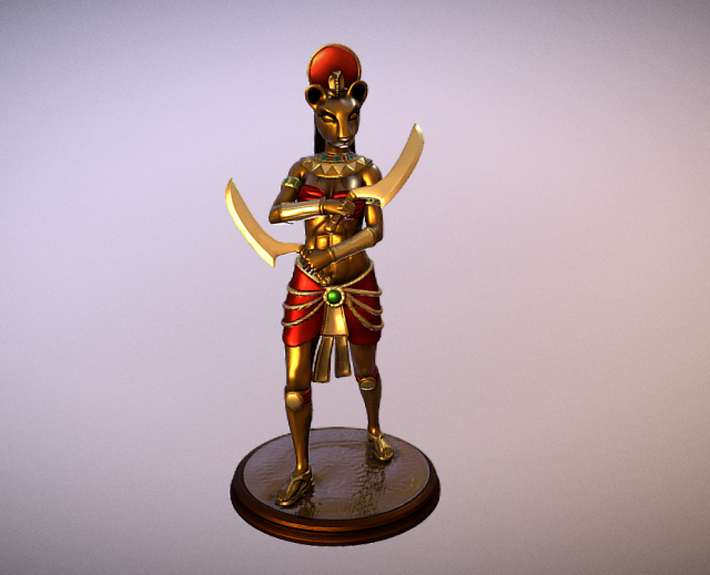 Egyptian goddess Sekhmet 3d print and paint Model do druku 3D .c4d .max .obj .3ds .fbx .stl .blend 