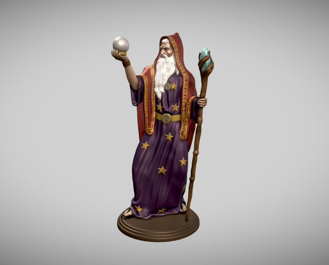Merlin the Wizard Statue 3d print model 3D प्रिंट मॉडल .c4d .max .obj .3ds .fbx .stl .blend 