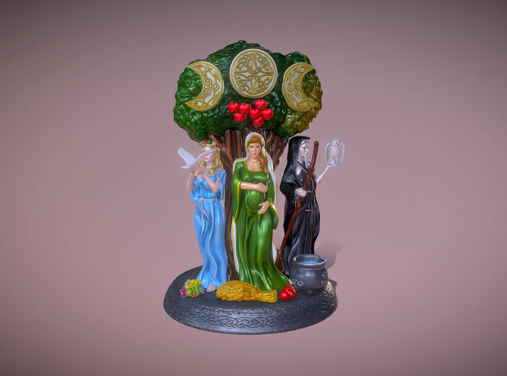 Celtic Triple Goddess Mother Elder and Maiden 3D Print Model .c4d .max .obj .3ds .fbx .stl .blend