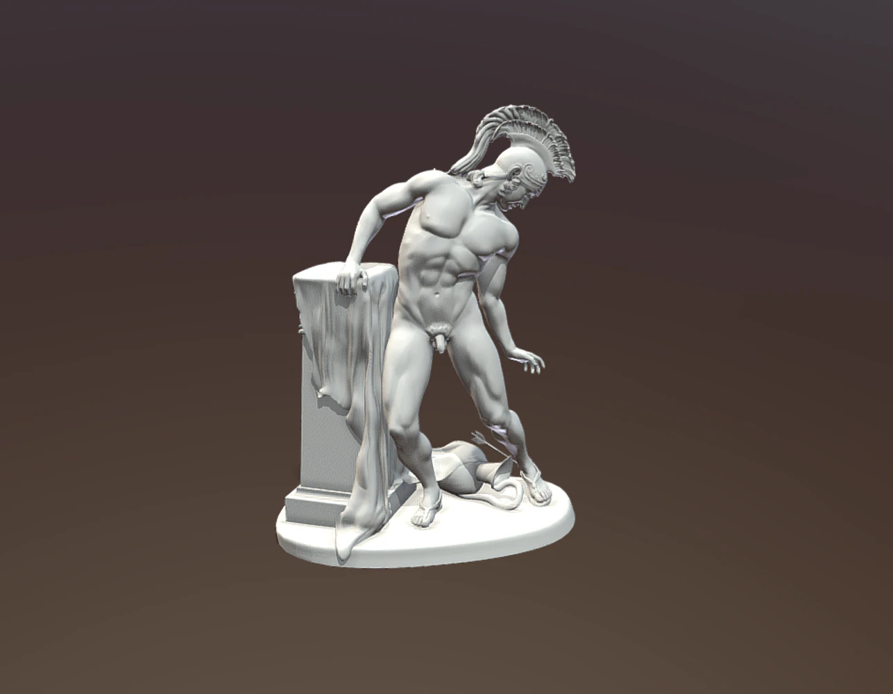 Sculpture of Achilles wounded in his heel 3D Print Model .c4d .max .obj .3ds .fbx .stl .blend 