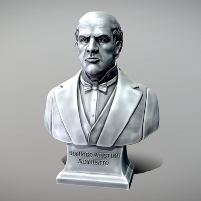 Domingo Faustino Sarmiento Bust 3Dプリントモデル .c4d .max .obj .3ds .fbx .stl .blend 
