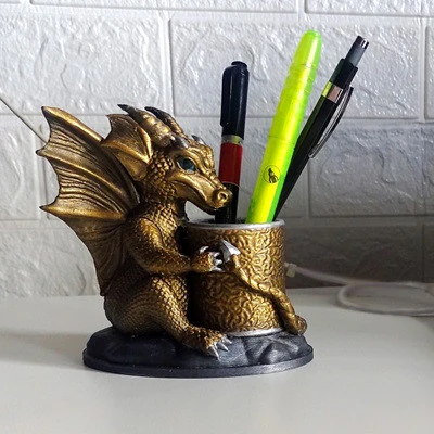 Cute Baby Dragon pencil holder 3D Print Model .c4d .max .obj .3ds .fbx .stl .blend 