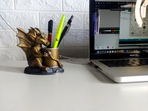 Cute Baby Dragon pencil holder 3D Print Model