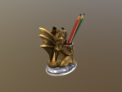 Cute Baby Dragon pencil holder 3D Принт Модель