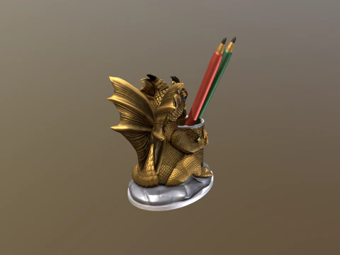 Cute Baby Dragon pencil holder 3D Print Model