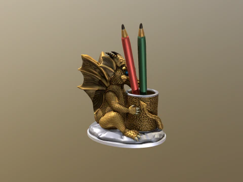 Cute Baby Dragon pencil holder 3D Print Model